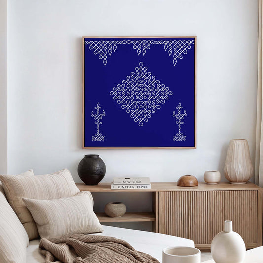 Traditional Tamil kolam pattern wall art for cultural home decor