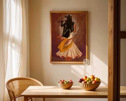 Krishna bhakti painting style artwork symbolizing divine love, devotion and the spiritual connection between devotee and God