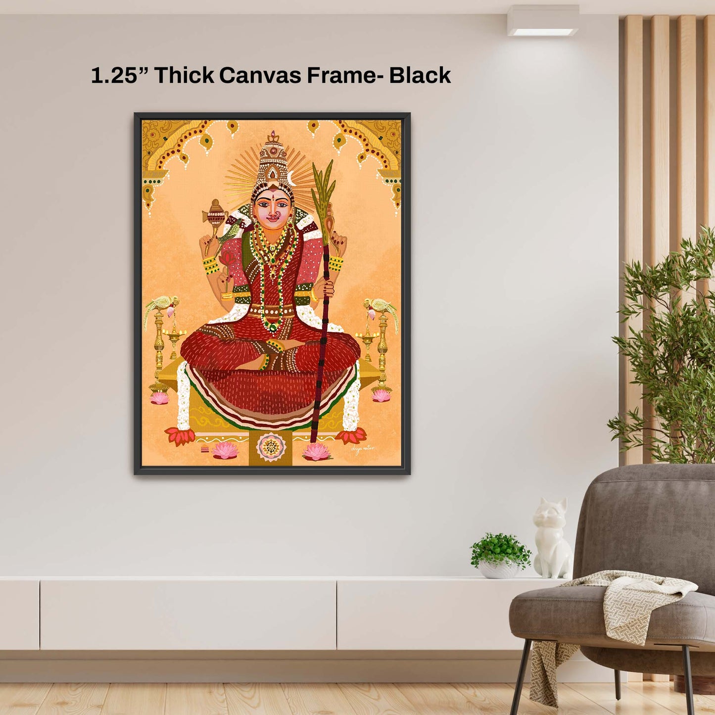 Hindu goddess Lalitha Devi art print designed for modern home and meditation spaces