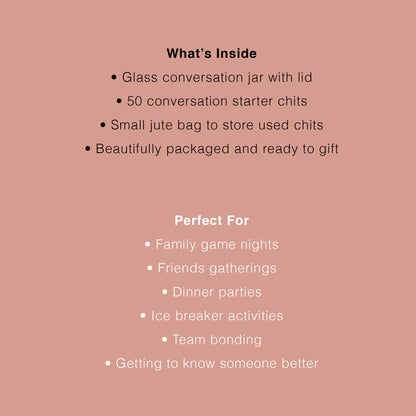 Product description card with text on a pink background