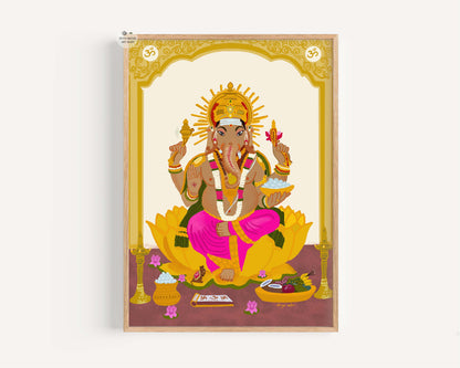 Hindu deity Ganesha wall art print bringing prosperity and wisdom