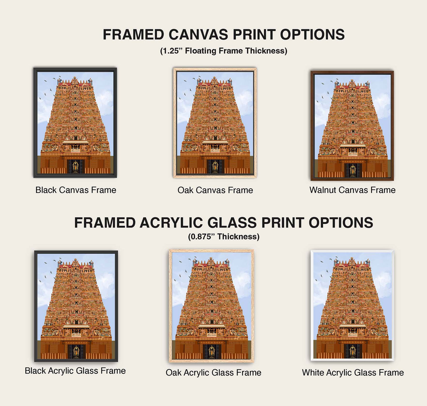 Cultural heritage illustration of Meenakshi Amman Temple in Madurai, showcasing the gopuram sculptures and inner sanctum deity for spiritual decor.