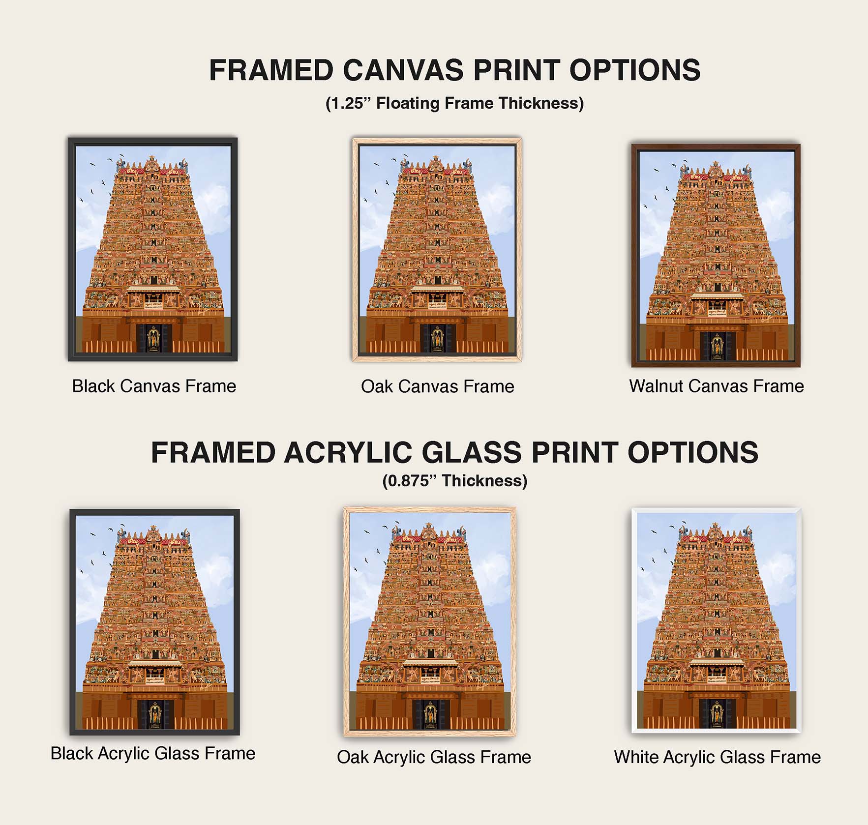 Cultural heritage illustration of Meenakshi Amman Temple in Madurai, showcasing the gopuram sculptures and inner sanctum deity for spiritual decor.