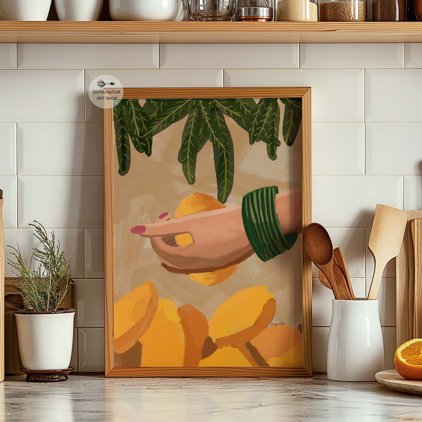 Tropical mango giclée fine art print for Indian kitchen and dining room decor