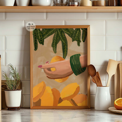 Tropical mango giclée fine art print for Indian kitchen and dining room decor