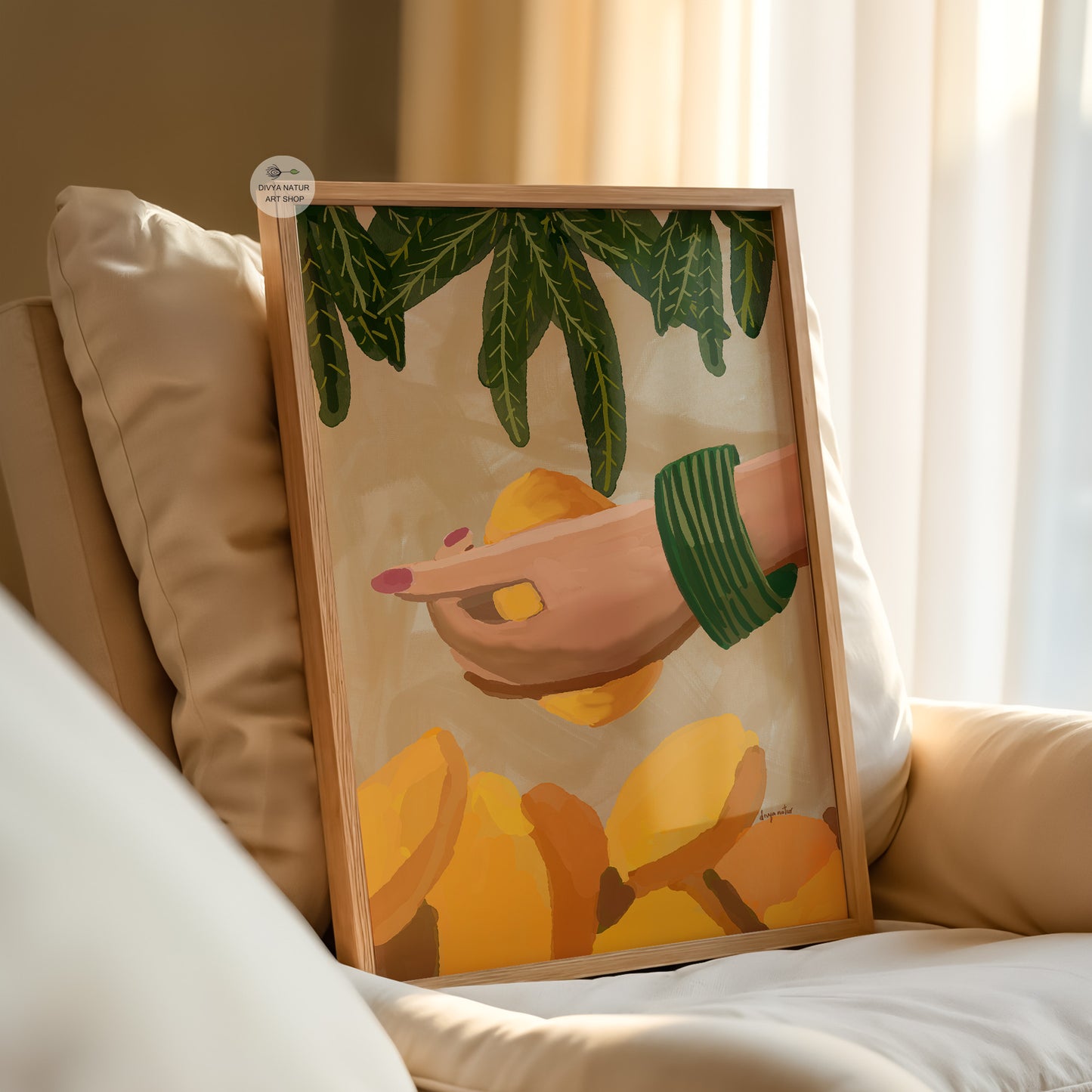 Boho tropical mango artwork printed on museum quality fine art paper