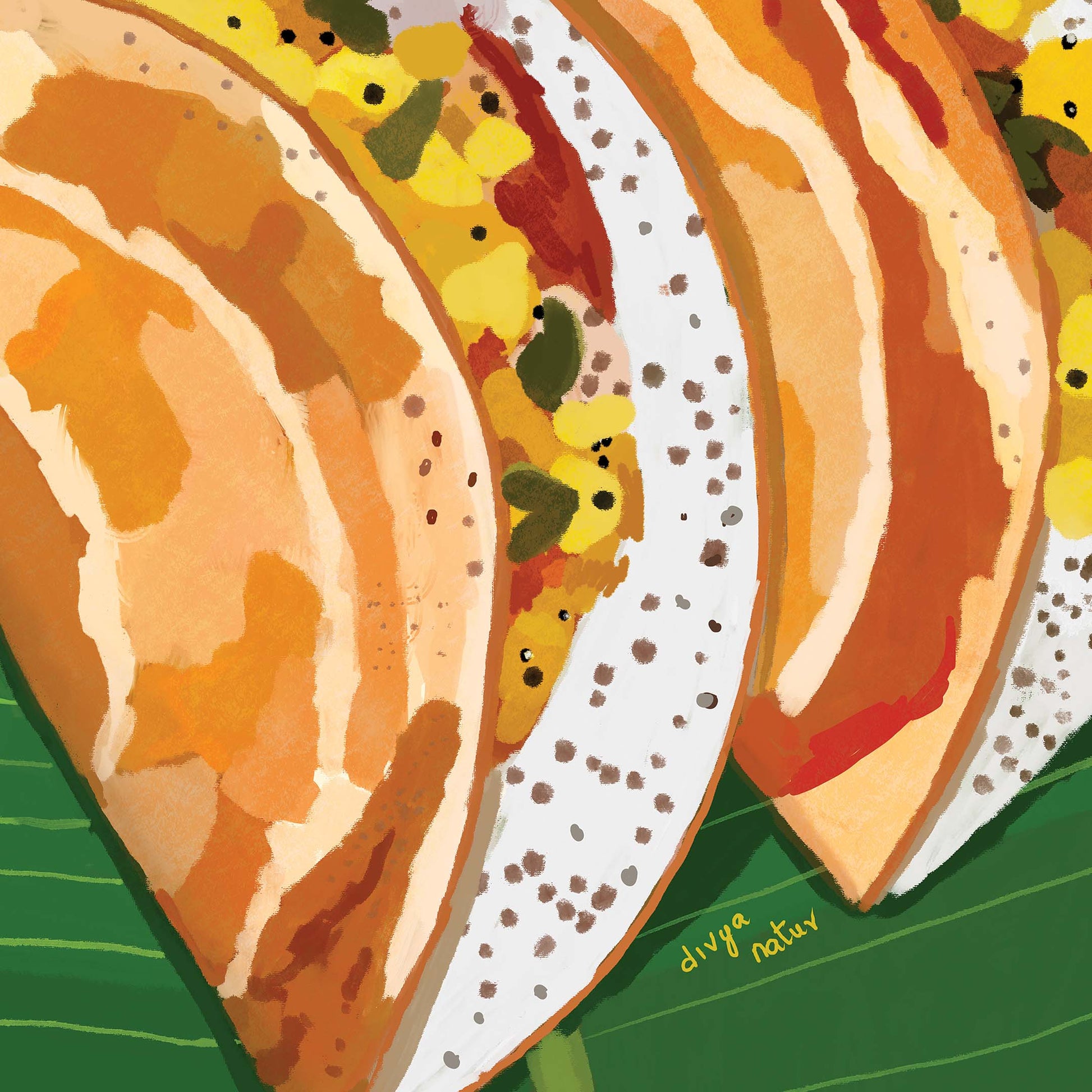 Fine art print of South Indian masala dosa meal, perfect cultural wall decor for dining spaces.