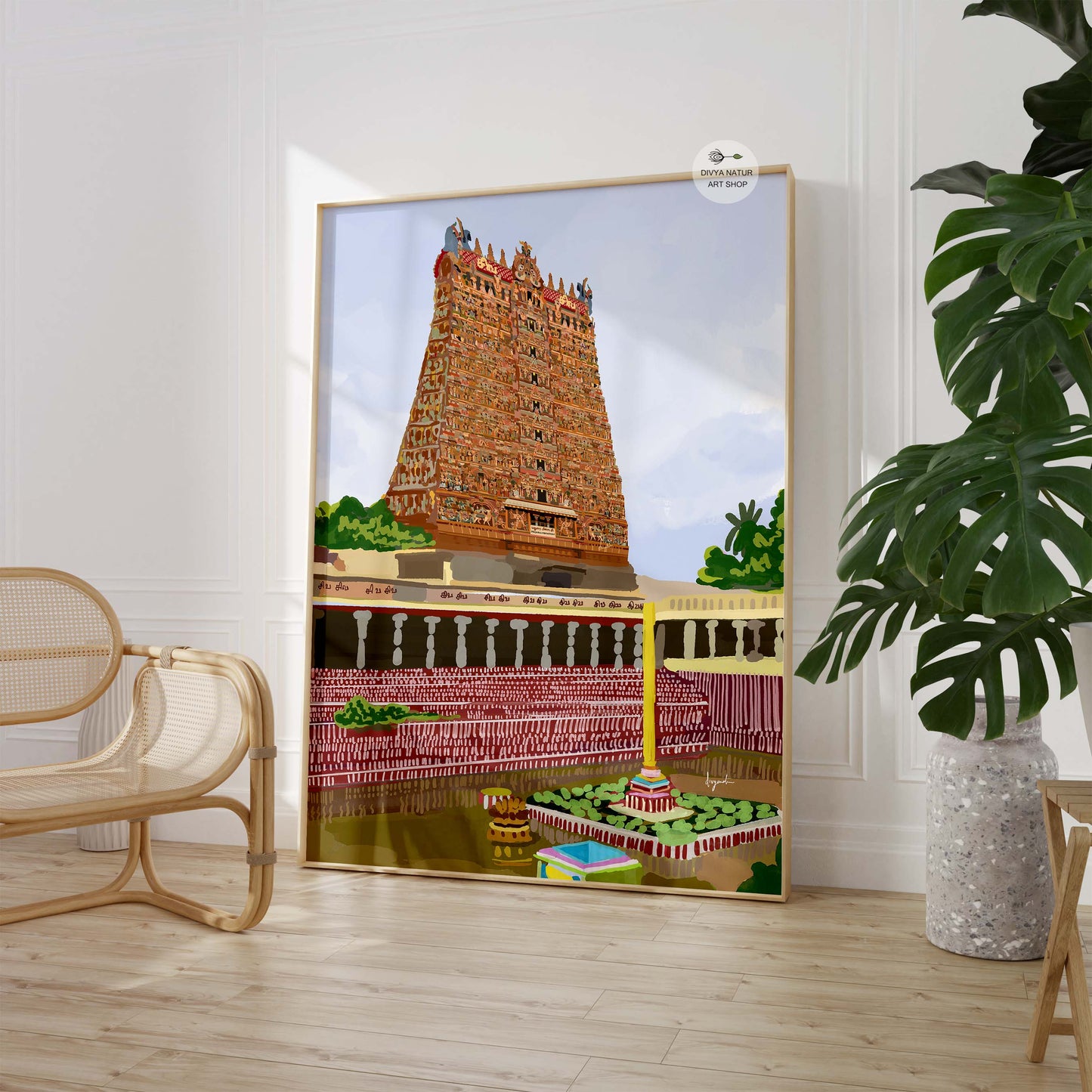 Sacred temple pond view from Madurai Meenakshi temple with traditional structures