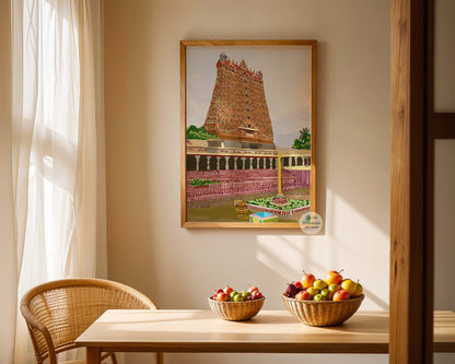 South Indian heritage temple showing Meenakshi gopuram and temple tank area