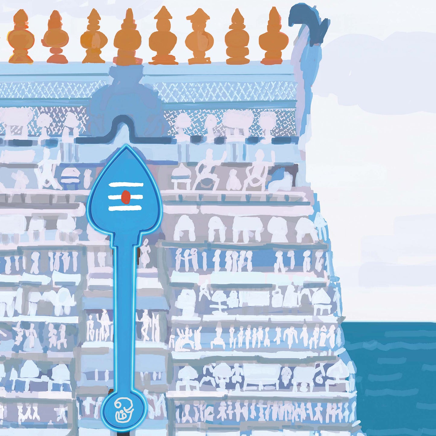 Premium Tiruchendur Murugan Temple artwork showcasing traditional Indian gopuram