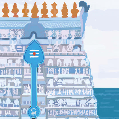 Premium Tiruchendur Murugan Temple artwork showcasing traditional Indian gopuram