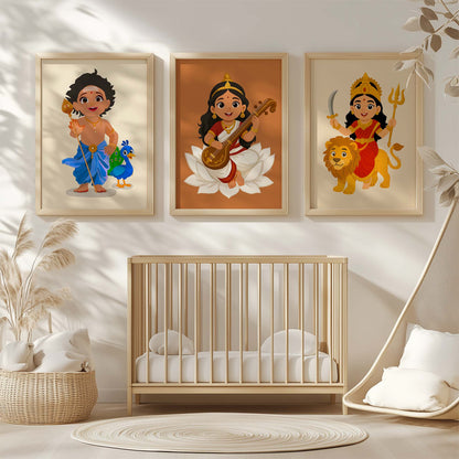 Baby Durga Art Print | Indian Goddess Wall Art