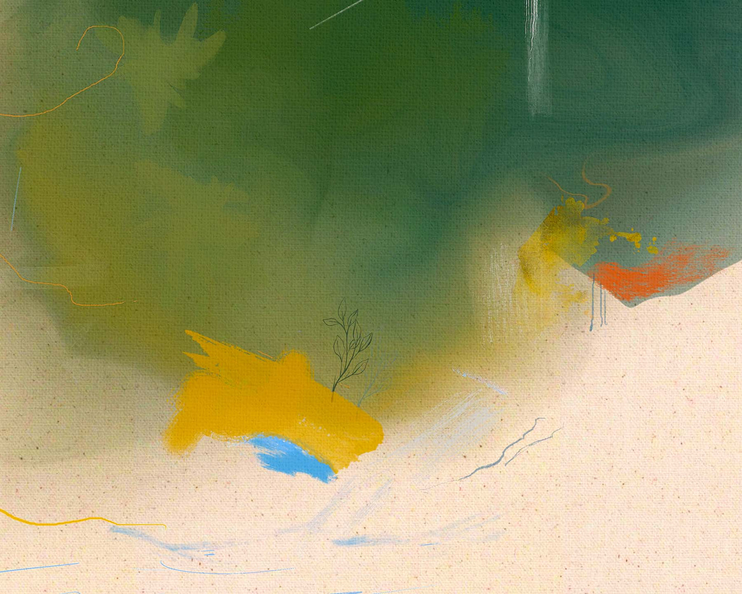 Abstract nature artwork with a parrot facing a storm, reflecting courage and determination.