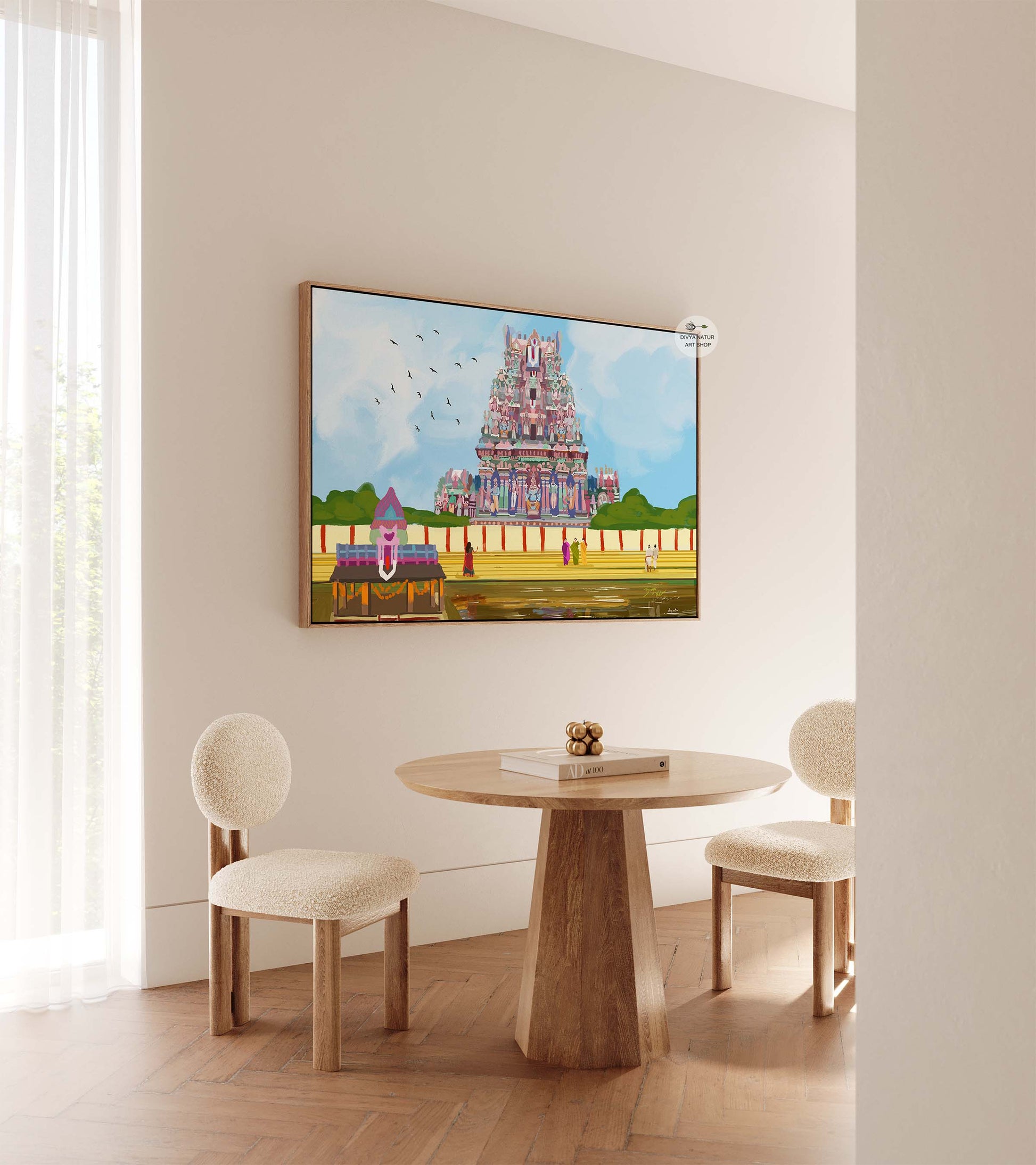 Hand illustrated Tamil temple landscape featuring Triplicane temple view