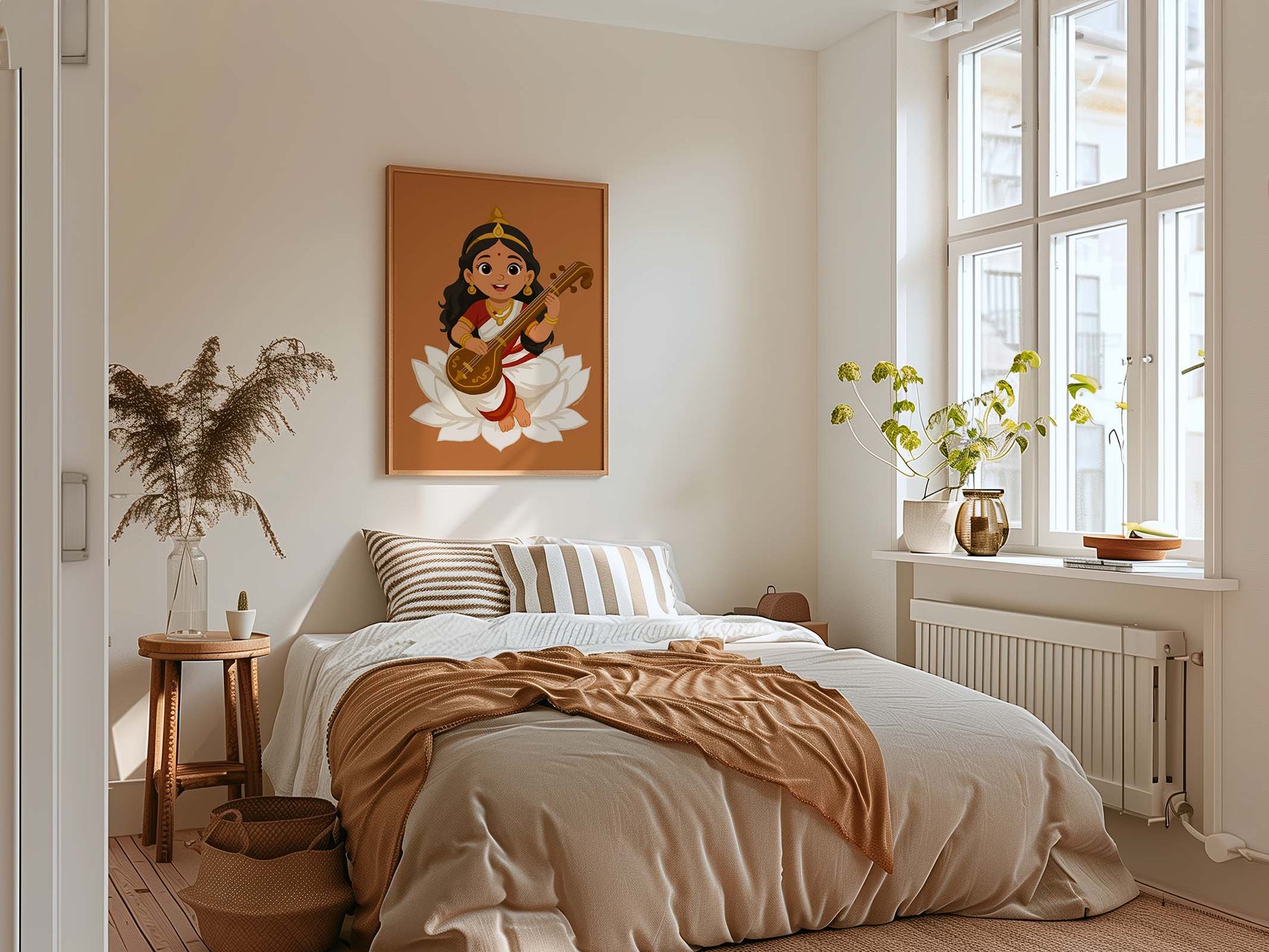 Baby Saraswati wall decor – perfect spiritual gift for festivals and cultural celebrations