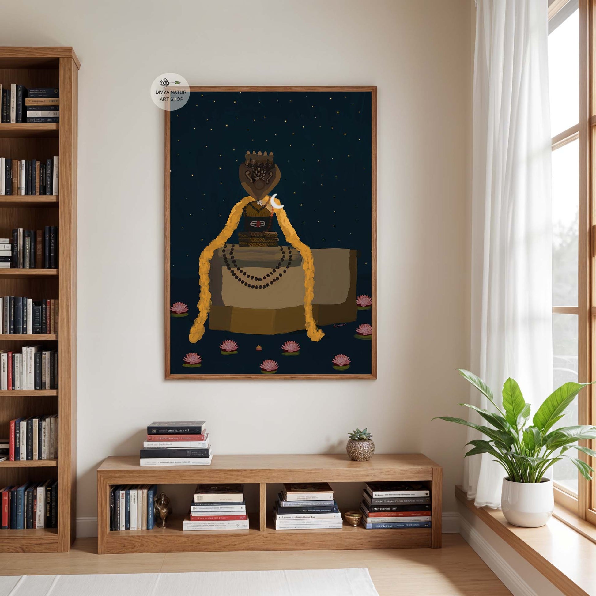 Contemporary Shiva Lingam fine art print for meditation and yoga room decor