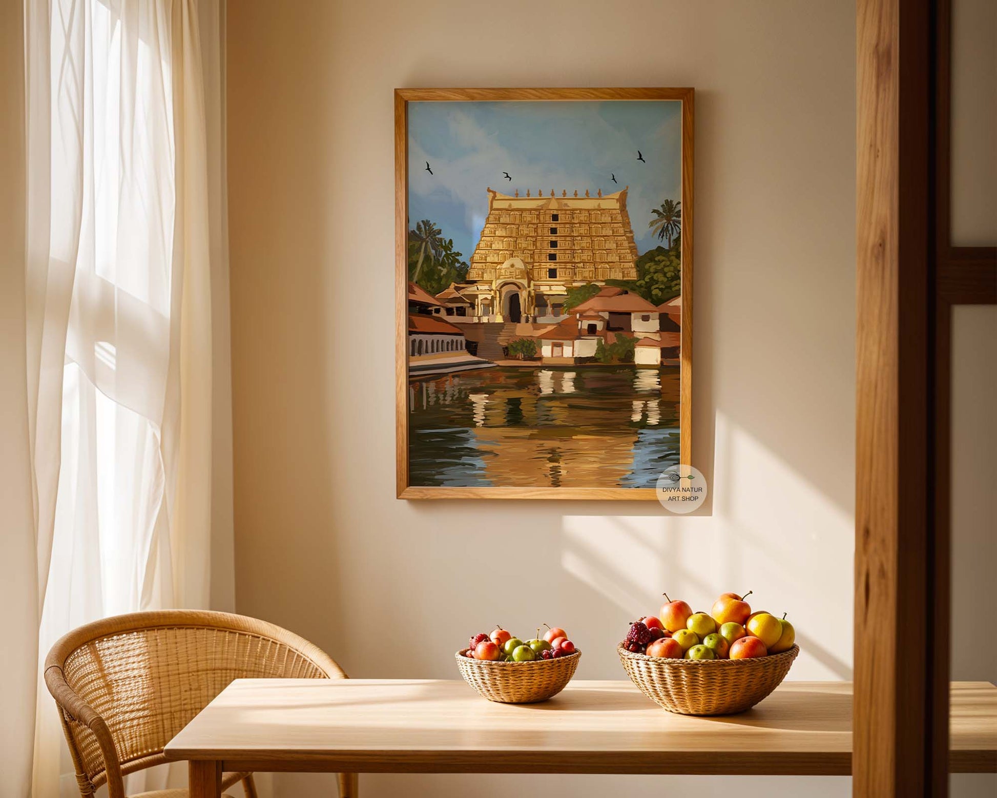 Indian heritage artwork inspired by the sacred Padmanabhaswamy Temple in Kerala
