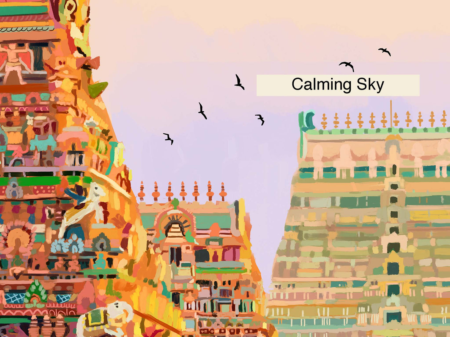Hand-painted artwork of Srirangam Temple capturing its sacred aura and cultural beauty