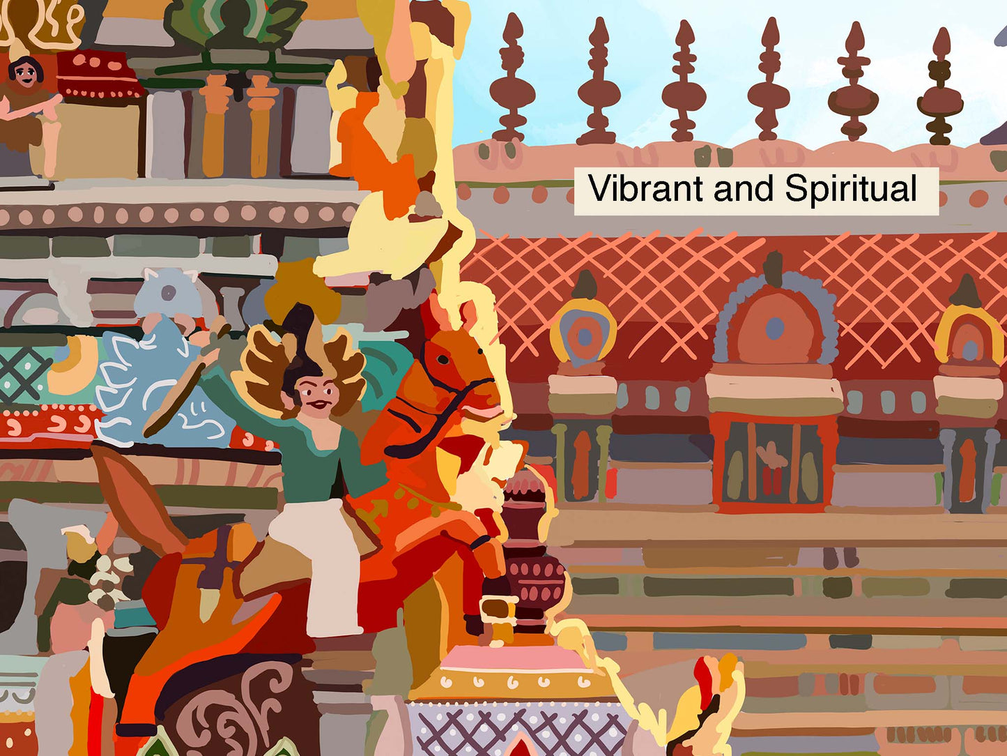 Traditional South Indian temple gopuram adorned with colorful deities and divine details