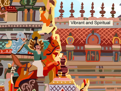Traditional South Indian temple gopuram adorned with colorful deities and divine details