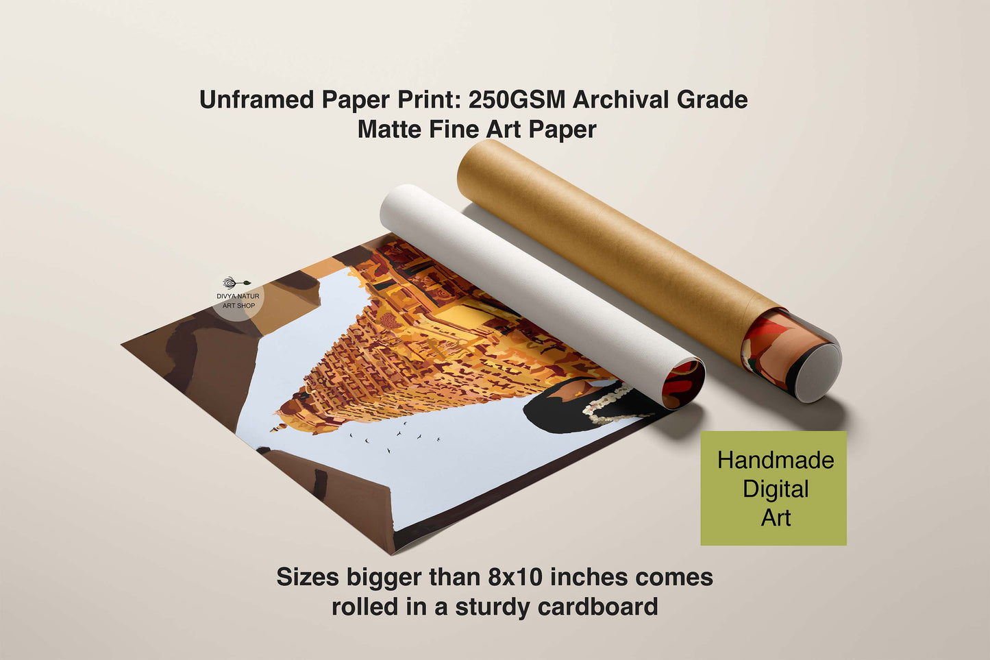 Indian temple vibes art print evoking camphor, flowers, and peaceful sanctum energy