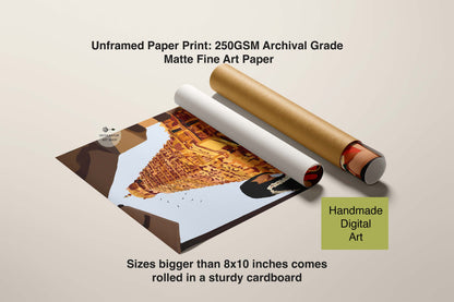 Indian temple vibes art print evoking camphor, flowers, and peaceful sanctum energy