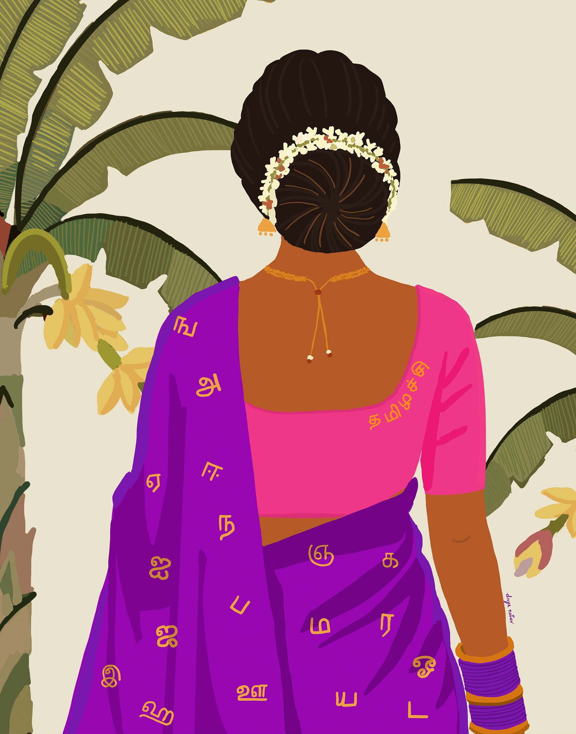 South Indian woman wall decor inspired by Tamil traditions.