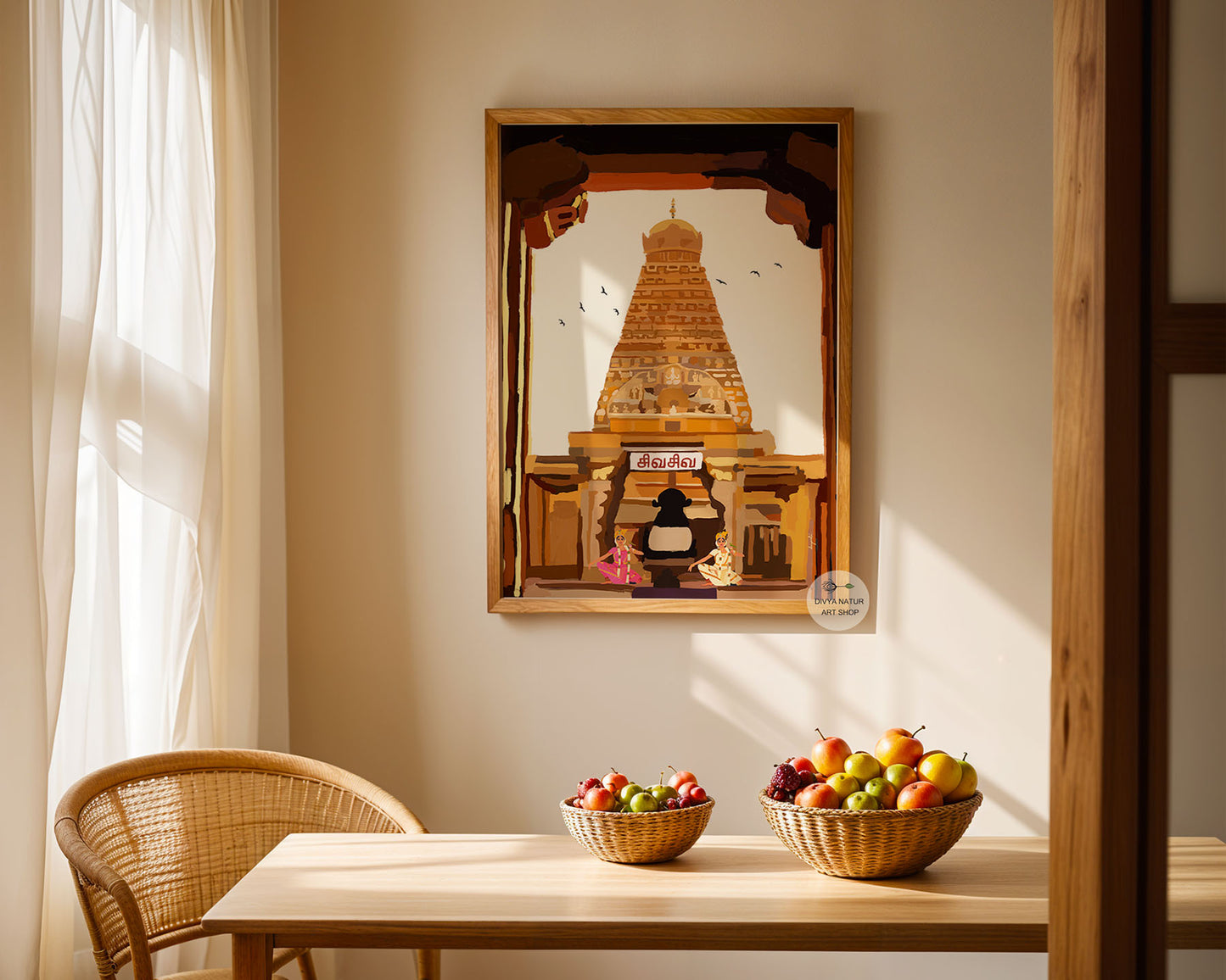 Brihadeeswarar Temple inspired Nandi artwork for prayer or meditation rooms