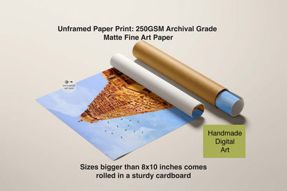 South Indian temple art print inspired by the historic Tanjavur Big Temple architecture