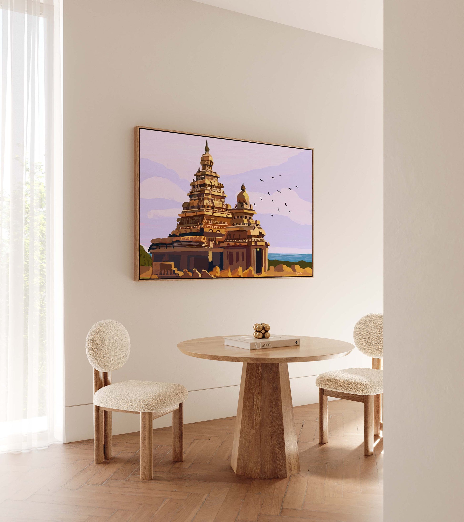 Shore Temple wall art featuring the famous UNESCO heritage monument in Mahabalipuram Tamil Nadu.