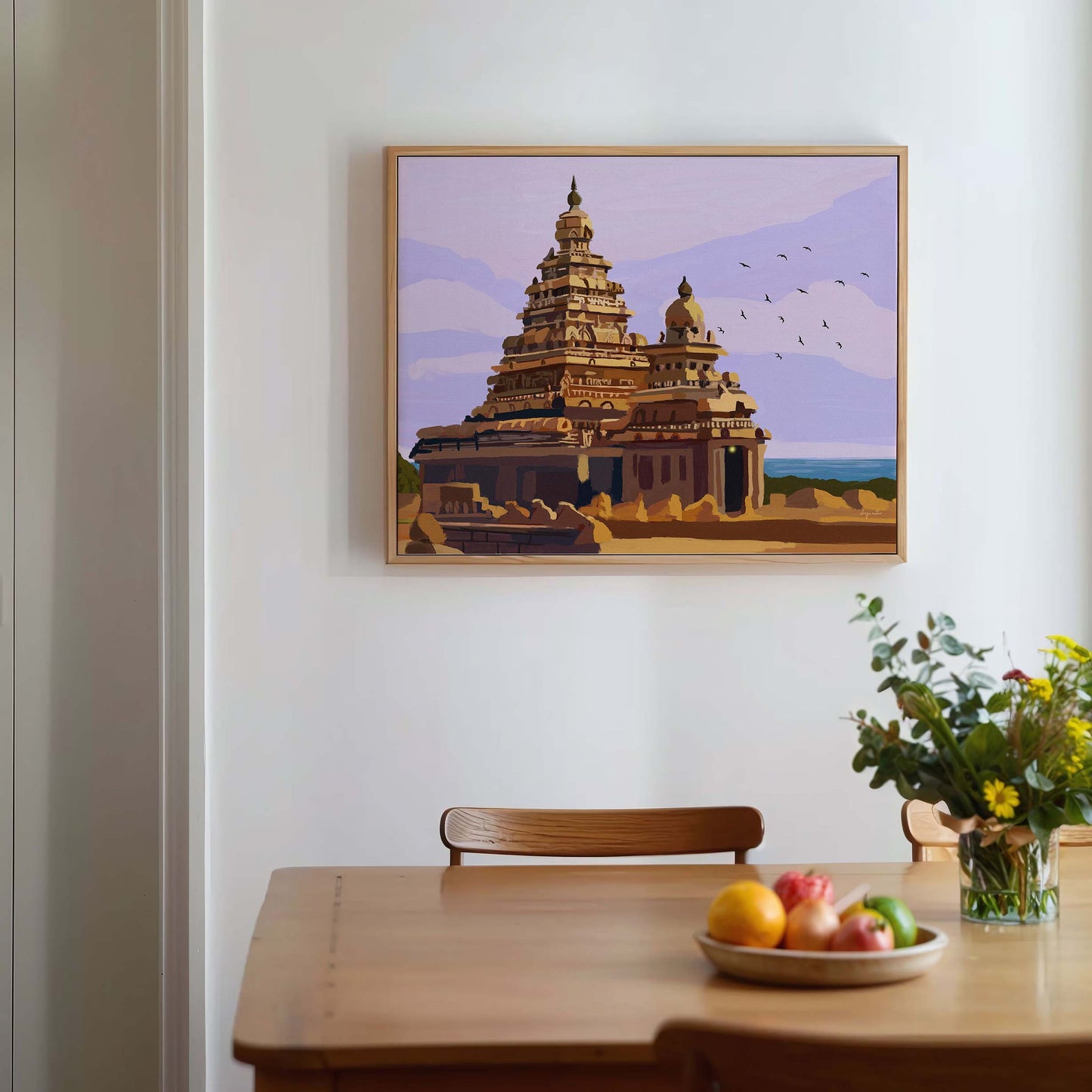 Fine art print of Mahabalipuram Shore Temple celebrating Tamil culture and architectural heritage.