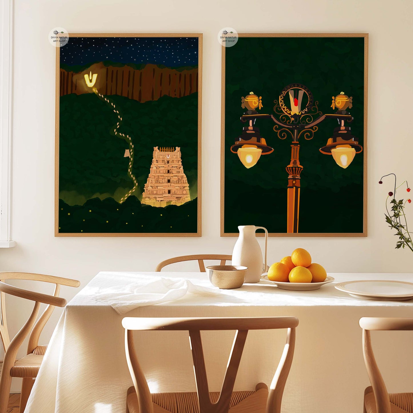 Spiritual Tirupati Balaji temple at night with calm forest surroundings