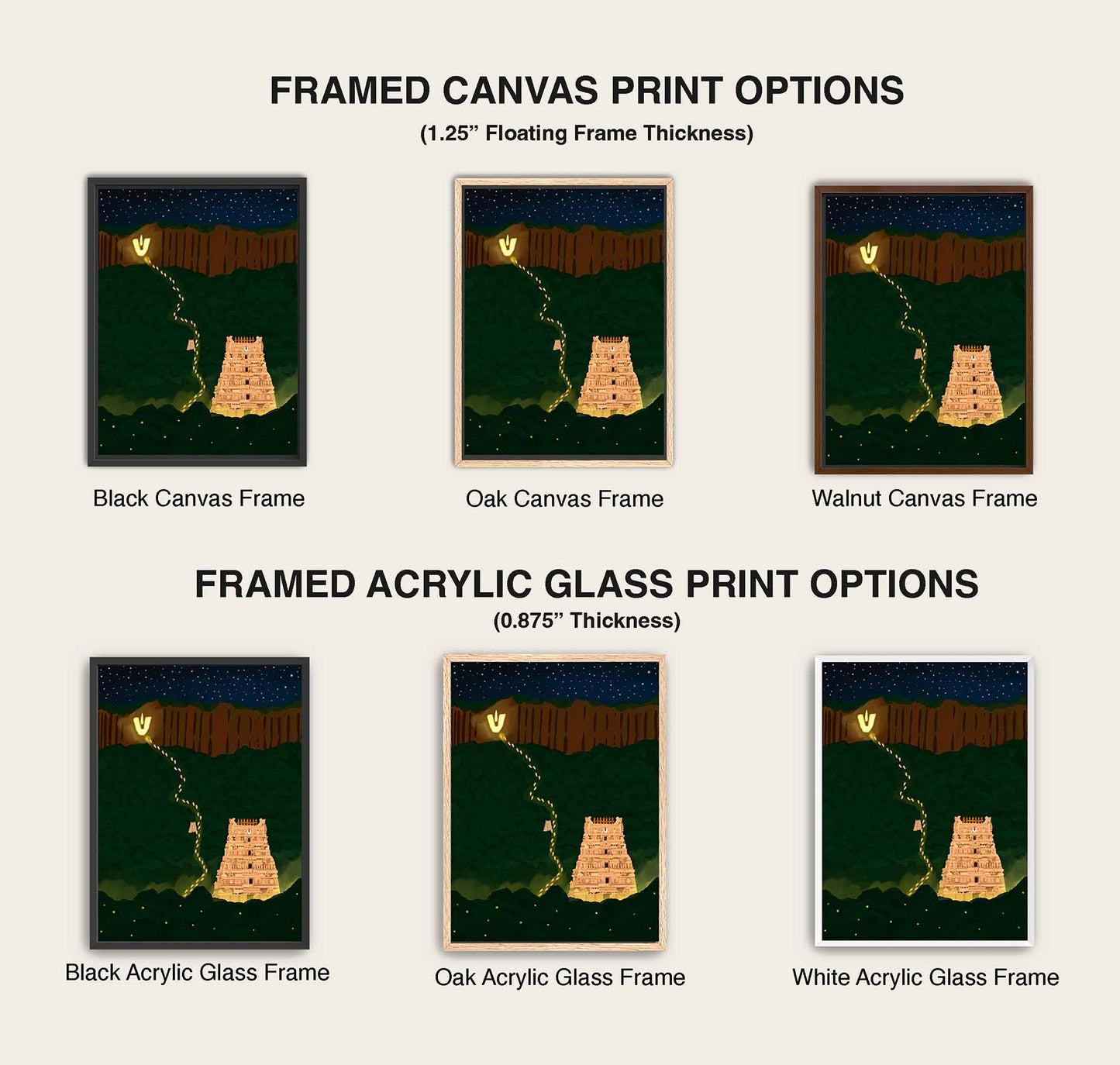 Sacred Tirumala temple night setting with lit gopuram and pilgrim footpath