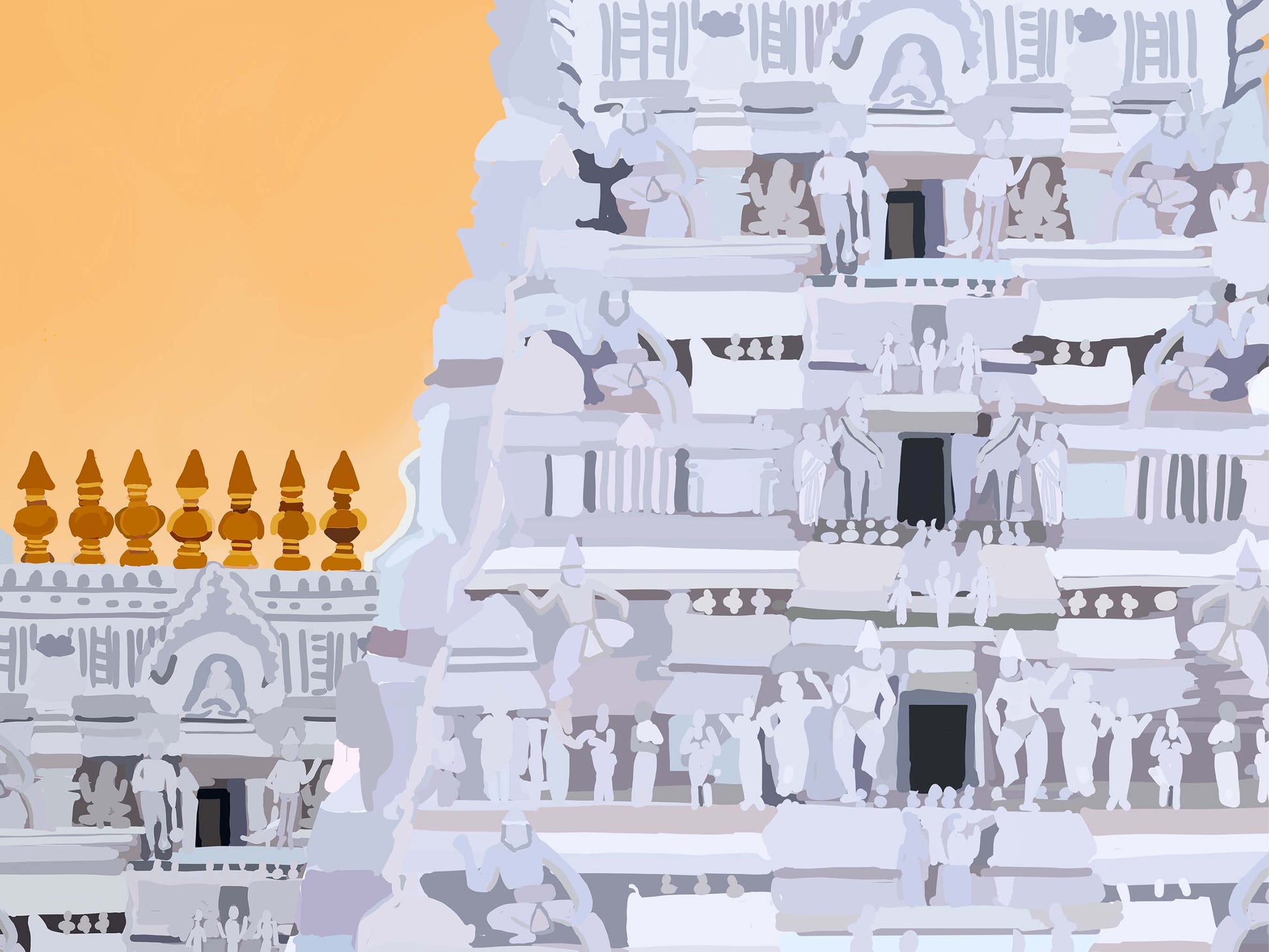 Hindu temple artwork capturing Tirupati Balaji’s divine architecture in wall print