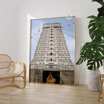 Cultural Tamil home decor artwork showing the sacred entrance of Arunachaleswarar temple