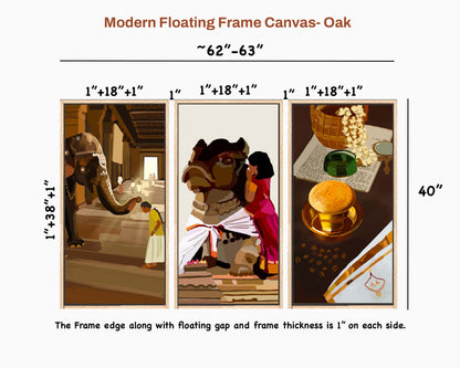 Triptych Indian Cultural Wall Art - 3 Framed Set