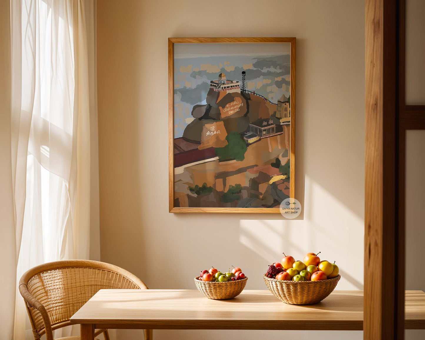 Devotional home decor print inspired by the famous Ucchi Pillayar Kovil temple in Trichy city
