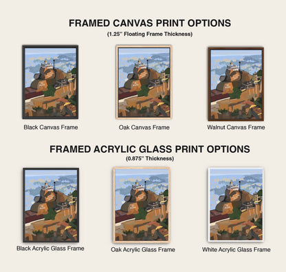 Tamil Nadu temple art print of Ucchi Pillayar Kovil with a soft painterly view of Rockfort