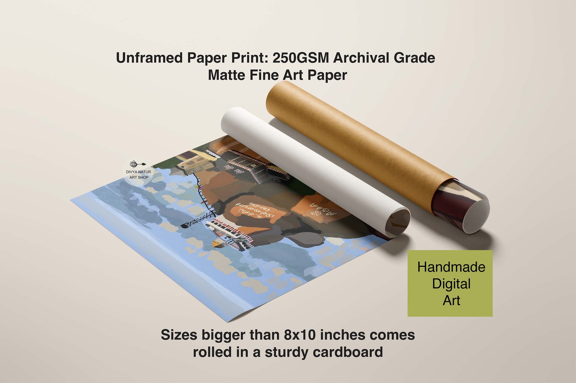 Framed Ucchi Pillayar Kovil artwork inspired by the sacred Trichy Rockfort hill temple setting