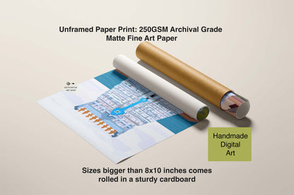 Unframed paper print with a roll of matte fine art paper on a beige background murugar temple made in usa