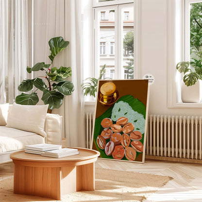 Cultural Indian breakfast art print for your kitchen or dining space.
