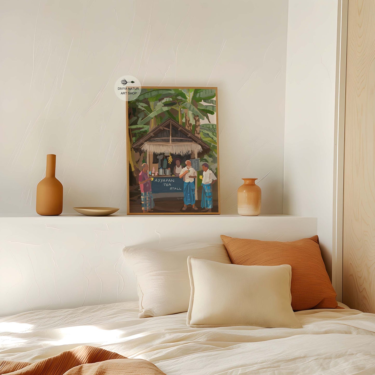 Nostalgic South Indian chai scene wall art