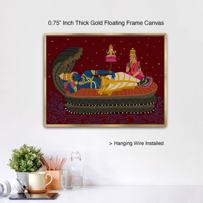 Vishnu Lakshmi Brahma Giclée Art Print | Indian Spiritual