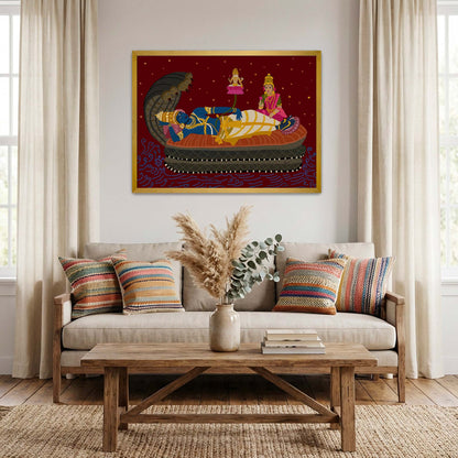 Vishnu Lakshmi Brahma Giclée Art Print | Indian Spiritual