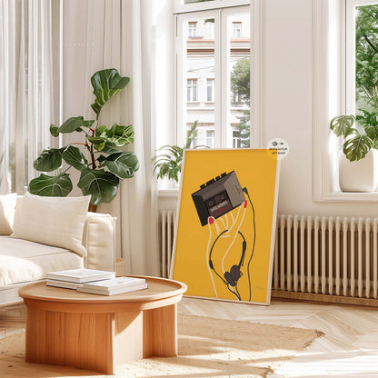 Nostalgic Walkman art print perfect for 90s kids and music lovers