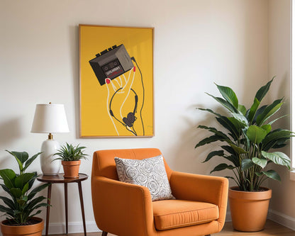 Retro Walkman art piece showcasing vintage music culture