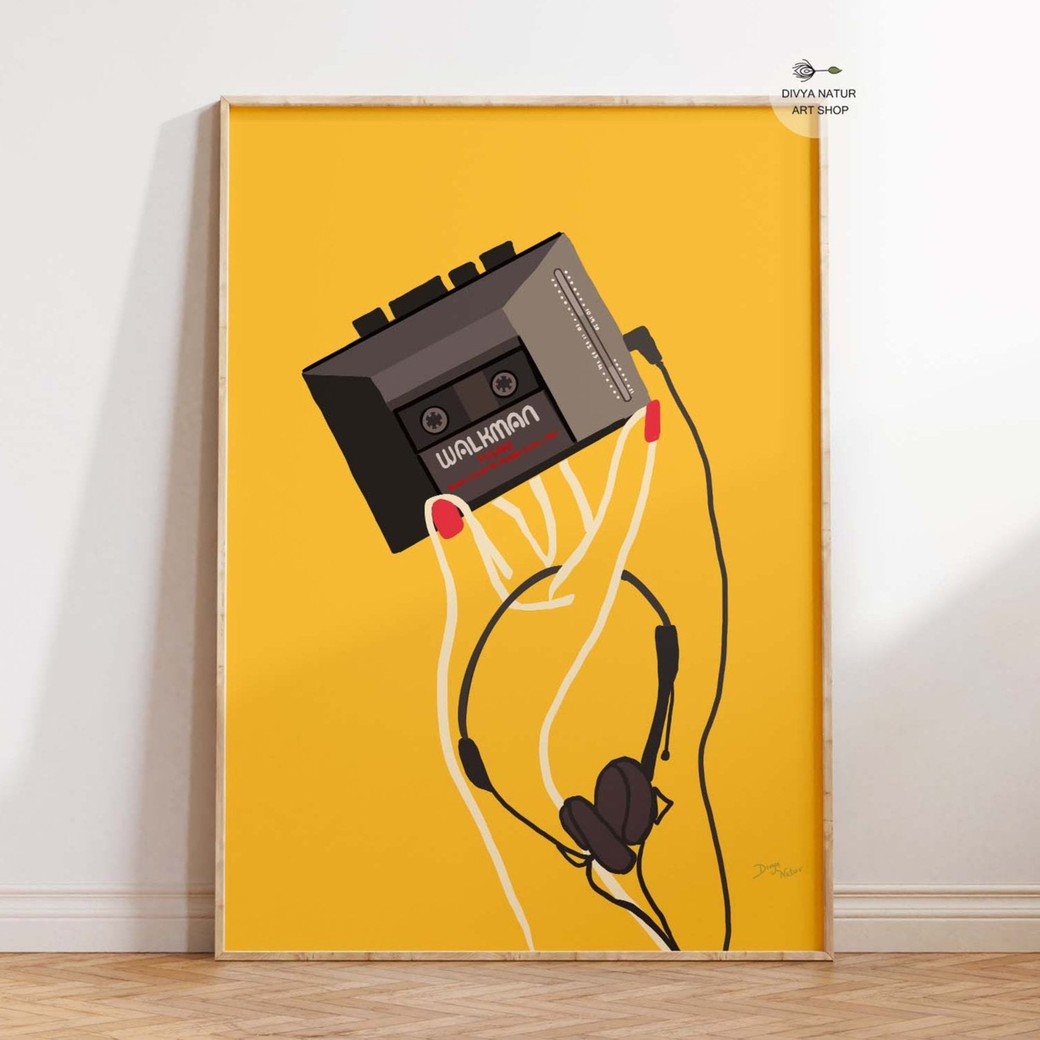 90s Walkman art print celebrating retro music players for wall decor