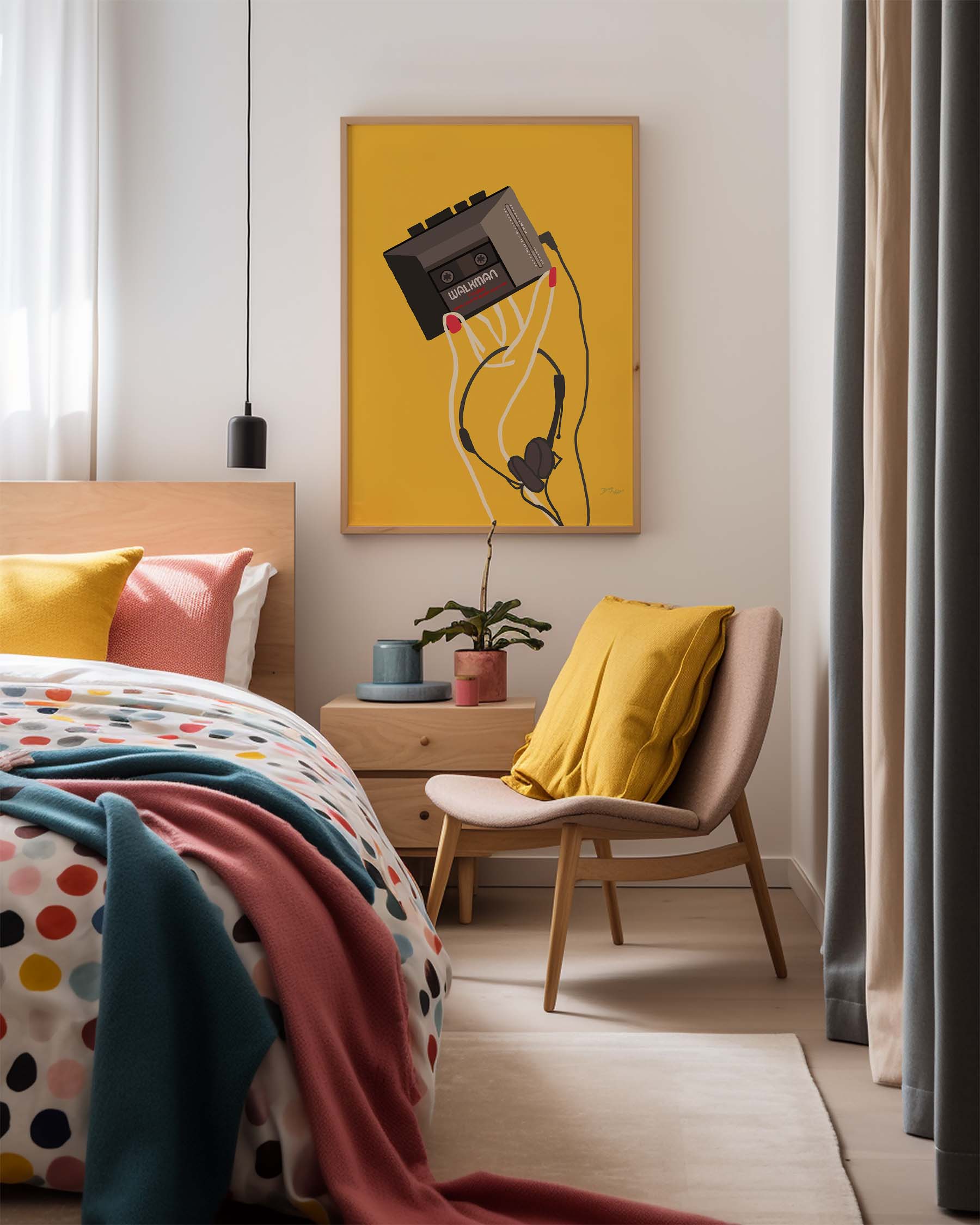 Vintage Walkman illustration bringing back memories of portable music