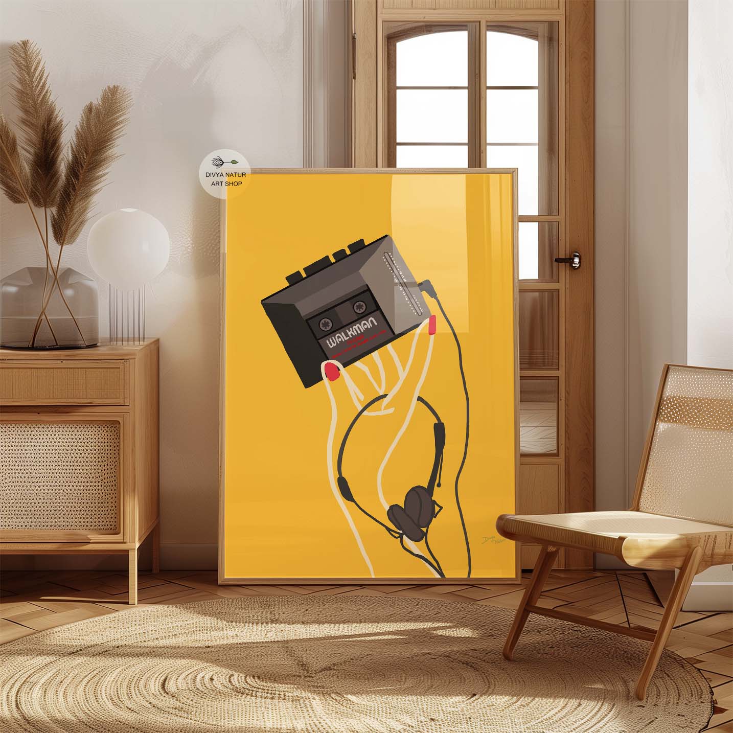 Bold and colorful Walkman art for 90s pop culture and retro lovers