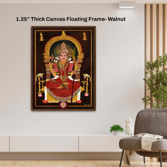 Indian goddess wall art blending classical temple aesthetics with modern interiors